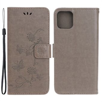 Opdruk Butterfly Flower Leather Case Shell met Stand portemonnee voor iPhone 13 mini 5,4 inch