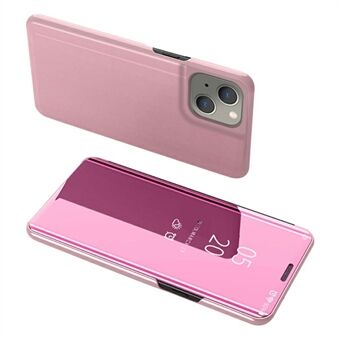 Venster Galvaniseren Spiegel Oppervlak Lederen Stand Cover Mobiele Case voor iPhone 13 mini 5.4 Inch