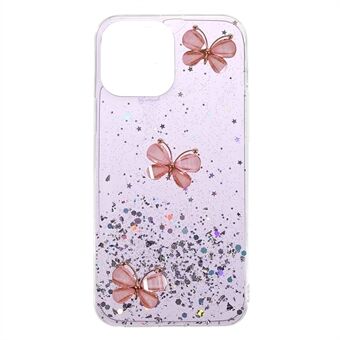 Sparkle Glitter 3D Butterfly Pattern Epoxy Soft TPU-telefoonhoes voor iPhone 13 mini 5,4 inch