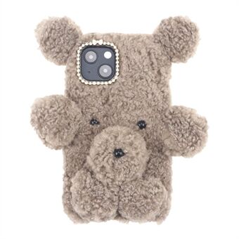 3D Fluffy Bear Doll Soft TPU Cover Mobiele telefoon Case Shell voor iPhone 13 mini 5,4 inch