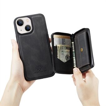 JEEHOOD Standaardontwerp Goed beschermd magnetisch afneembaar 2-in-1 hybride hoesje met portemonnee met ritssluiting voor iPhone 13 mini 5,4-inch
