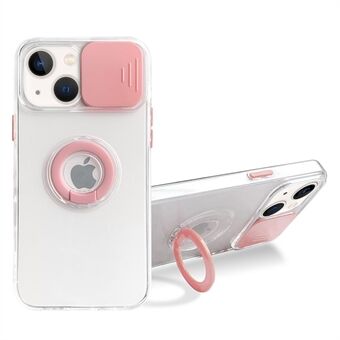 Kleurrijk Ontwerp Sliding Camera Cover Ring Stand Stijlvol Schokbestendig Soft TPU + Hard PC Hybrid Phone Cover voor iPhone 13 mini 5.4 Inch