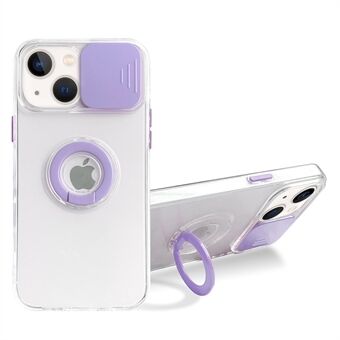 Kleurrijk Ontwerp Sliding Camera Cover Ring Stand Stijlvol Schokbestendig Soft TPU + Hard PC Hybrid Phone Cover voor iPhone 13 mini 5.4 Inch