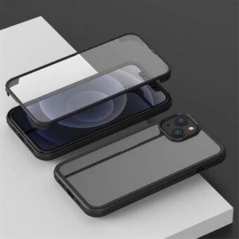 Harde dubbelzijdige telefoonhoes van gehard glas Volledig beschermende telefoonhoes met TPU- Edge voor iPhone 13 mini - Zwart