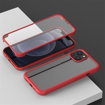 Harde dubbelzijdige telefoonhoes van gehard glas Volledig beschermende telefoonhoes met TPU- Edge voor iPhone 13 mini - Rood