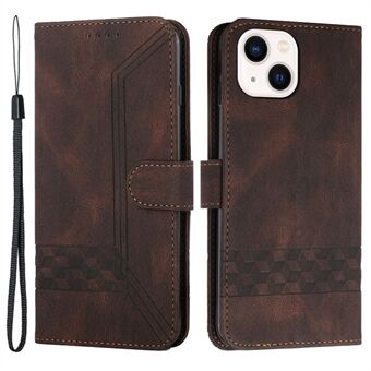 YX0010 Imprinting Rhombus Lines PU Leather Cover + Inner TPU Phone Case met Stand voor iPhone 13 mini 5.4 inch
