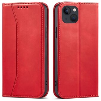 Anti-val Folio Flip Lederen Portemonnee Telefoon Stand Case Shell voor iPhone 13 mini - Rood