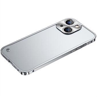 Anti-drop bescherming gehard glas + metalen hybride hoes mat mobiele telefoon shell voor iPhone 13 mini - zilver