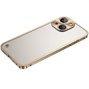 Antivalbescherming Gehard glas + metalen hybride hoes Matte mobiele telefoonhoes voor iPhone 13 mini - goud