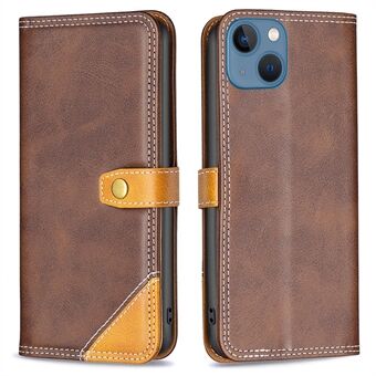 BINFEN COLOR for iPhone 13 mini 5.4 inch BF Leather Series-8 12 Style Stand Shell, Overall Protection Splicing Leather Case Double Stitching Lines Cover with Card Slots Design