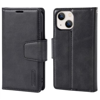 HANMAN Miro2 Serie voor iPhone 13 mini 5.4 inch PU Lederen Flip Telefoon Cover Afneembare 2-in-1 Magnetische Portemonnee Stand Case