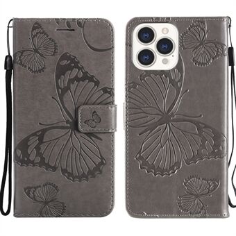 Volledige bescherming Impressum Butterfly Leather Mobile Phone Stand Case met riem voor iPhone 13 Pro Max 6,7 inch