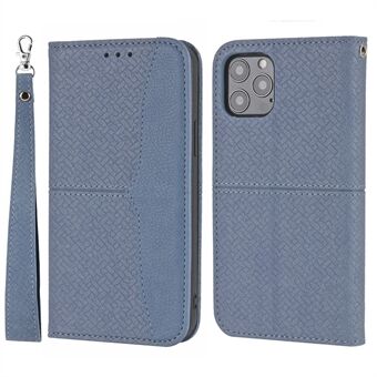 Stand geweven textuur splice portemonnee stand design lederen tas met praktische riem voor iPhone 13 Pro Max 6,7 inch