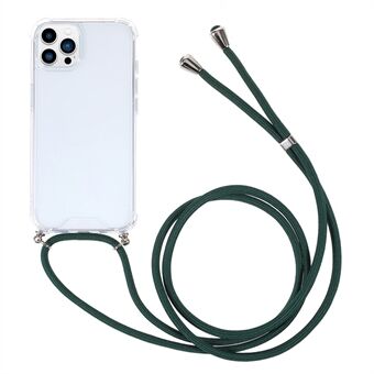Verbeterde vier hoeken acryl + TPU transparante telefoonbeschermer met verstelbaar koord voor iPhone 13 Pro Max 6,7 inch