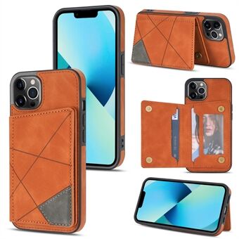 For iPhone 13 Pro Max 6.7 inch Line Imprinting Splicing PU Leather Coated TPU Phone Case