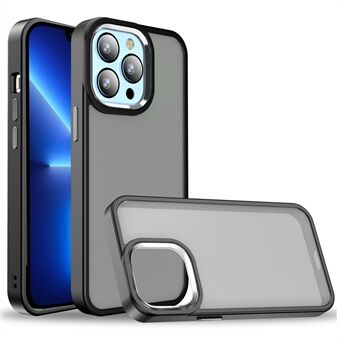 For iPhone 13 Pro Max 6.7 inch Anti-collision Matte Skin-touch Feeling Metal Buttons+Lens Frame Soft TPU Hard PC Cell Phone Case