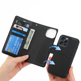 DOLISMA For iPhone 13 Pro Max 6.7 inch Litchi Texture Detachable 2-in-1 Phone Case Wallet Stand Magnetic Leather Cover