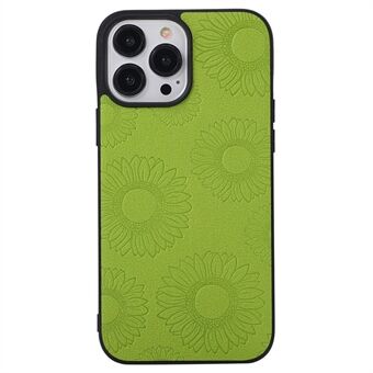 For iPhone 13 Pro Max 6.7 inch Stylish Sunflower Pattern Imprinted PU Leather Coated TPU+PC Wear-resistant Phone Case Shell