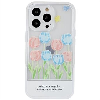 Voor iPhone 13 Pro Max 6.7 inch Tulpen Bloemen Patroon Afdrukken Case Soft TPU Camera Bescherming Cover met Verborgen Kickstand: