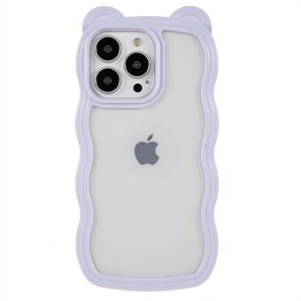 Voor iPhone 13 Pro Max 6.7 inch Schattige Beer Oor Decor Afneembare 2-in-1 PC + TPU Telefoon Cover Smartphone Case