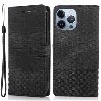 Voor iPhone 13 Pro Max 6.7 inch Doek Textuur RFID Blokkeren Telefoon Case PU Lederen Portemonnee Stand Folio Flip Cover: