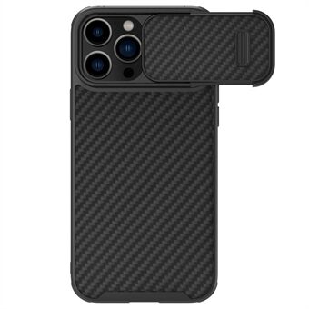 NILLKIN Voor iPhone 13 Pro Max 6.7 inch Koolstofvezel Telefoon Case Slide Camera Bescherming PC + TPU Hybrid Cover