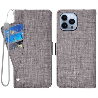 Voor iPhone 13 Pro Max 6.7 inch Jean Doek Textuur Leer + TPU Telefoon Case Portemonnee Functie Roterende Kaartsleuf Ontwerp Shell met Stand