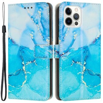 Voor iPhone 13 Pro Max 6.7 inch PU Lederen Telefoon Portemonnee Case Marmer Patroon Afdrukken Magnetische Sluiting Flip Stand Cover: