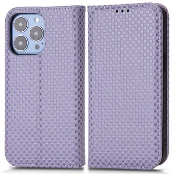 Voor iPhone 13 Pro Max 6.7 inch PU Lederen Telefoon Flip Wallet Case Raster Textuur Magnetische Auto-geabsorbeerde Telefoon Cover Beschermende Shell:
