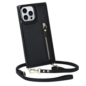 Anti-drop telefoonhoesje voor iPhone 13 Pro Max 6,7 inch schokbestendig portemonnee hoesje TPU PU lederen beschermhoes met etui met ritssluiting / schouderriem