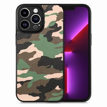 Voor iPhone 13 Pro Max Telefoonhoes met camouflagepatroon Leer gecoat PC + TPU-achterkant