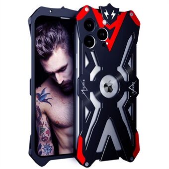Voor iPhone 13 Pro Max Beschermende Armor Case Aluminium Drop Protection Telefoon Cover - Zwart / Rood