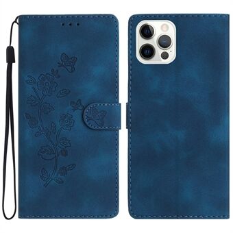 Voor iPhone 13 Pro Max 6,7 inch Flower Imprint Protection Shell Leather Wallet Stand Phone Case