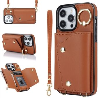 Voor iPhone 13 Pro Max Rits Portemonnee Case Ring Standaard PU Leer + TPU Telefoon Cover