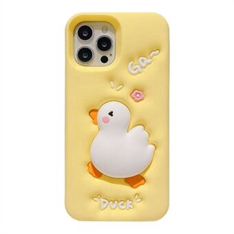 Voor iPhone 13 Pro Max 3D Cartoon siliconen telefoonhoes Squeeze Duck patroon mobiele telefoonhoes