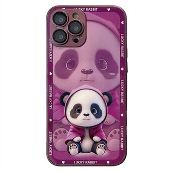 Voor iPhone 13 Pro Max Shadow Panda patroon telefoonhoesje van gehard glas + TPU-achterkant met lensfilm