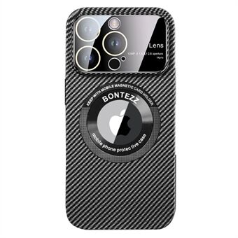 Harde pc-hoes voor iPhone 13 Pro Max 6,7 inch koolstofvezel textuur concave lens telefoonhoes ingebouwde metalen Ring
