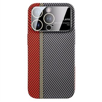 Slanke pc-hoes voor iPhone 13 Pro Max 6,7 inch koolstofvezel textuur telefoonhoes met glazen lensfilm