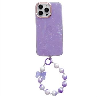 Voor iPhone 13 Pro Max 6.7 inch TPU + PC Telefoon Cover IMD Shell Patroon Anti-drop Case met Pearl Hand Chain