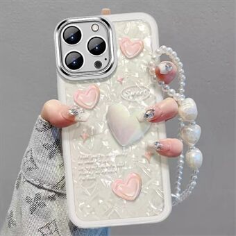 Voor iPhone 13 Pro Max TPU-telefoonhoes schokbestendig hartdecor mobiele telefoonhoes met draagriem