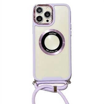 Voor iPhone 13 Pro Max magnetische telefoonhoes PC + TPU Scratch doorzichtige hoes met afneembare draagriem