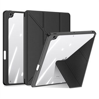 DUX DUCIS Magi-beschermhoes voor iPad 10.2 (2019) / (2020) / (2021) V- Scratch Stand Leder+PC+TPU Tablethoes Ondersteuning Auto Wake / Sleep