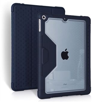 Leren Hoes voor iPad 10.2 (2021) / (2019) / (2020), Tri-fold Stand Pen Slot TPU + PC Transparante Tablet Case