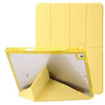 Voor iPad 10.2 (2021) / (2020) / (2019) Tablethoes Origami Tri-fold Stand PU-leer + transparante acrylhoes