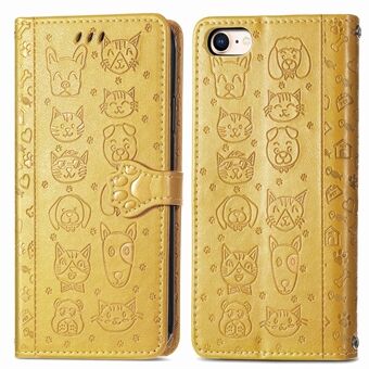 Magnetic Leather Stand Case with Imprinting Cat Dog Pattern for iPhone 7 4.7 inch/8 4.7 inch/SE (2020)/SE (2022)/6