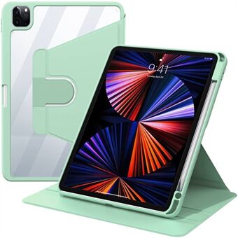 Voor iPad Air (2020) / (2022) / iPad Pro 11-inch (2020) / (2018) / (2021) 360 graden draaibare Stand PU lederen tablethoes Auto Wake / Sleep Cover met pennen - lichtgroen