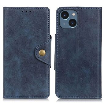 Voor iPhone 14 6.1 inch Anti-val PU Lederen Stand Wallet Case Messing Gesp Magnetische Sluiting Full Body Bescherming Telefoon Cover: