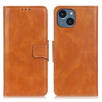 Voor iPhone 14 6.1 inch Crazy Horse Textuur Flip Wallet Case Stand Magnetische Sluiting PU Leer Volledige Beschermende Folio Telefoon Cover: