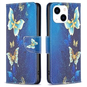 BF Patroon Afdrukken Leer Serie-2 voor iPhone 14 6.1 inch PU Lederen Cover Stand Portemonnee Volledige Bescherming Innerlijke TPU Telefoon Case