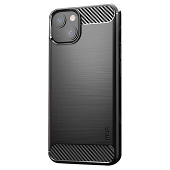 MOFI voor iPhone 14 6.1 inch Slijtvaste, valbestendige TPU-beschermer Geborsteld oppervlak Carbon Fiber Phone Case Cover